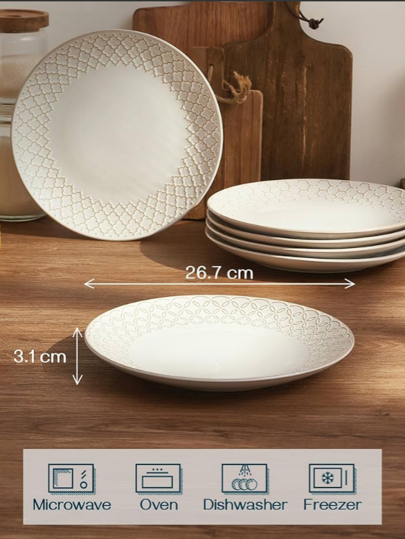 Artistic White & Gold Fine Dining plates (set of 6)